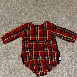 RuffleButts Holiday Plaid Bubble Romper